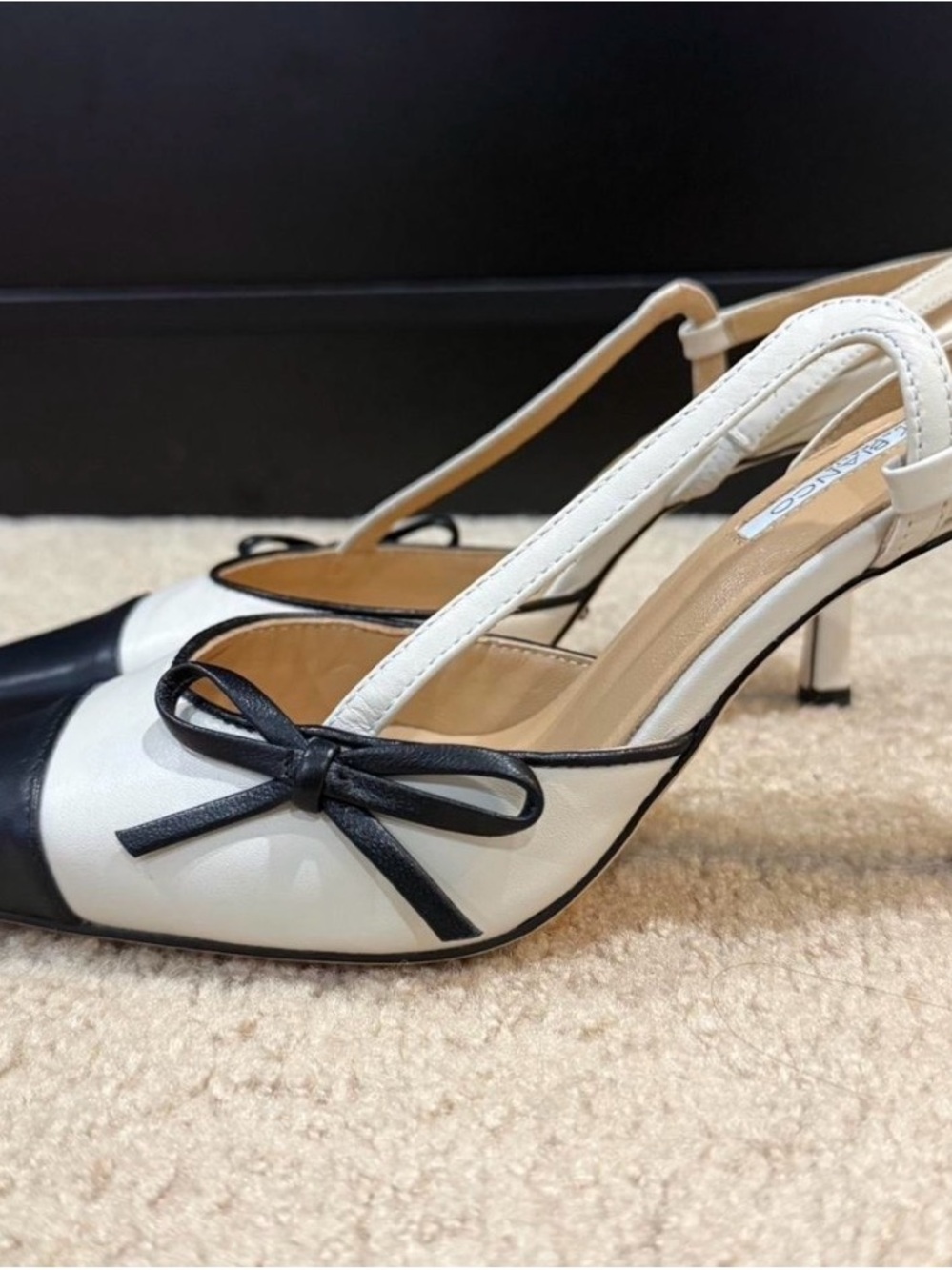 Tony Bianco Black and White Bow Slingback Pumps